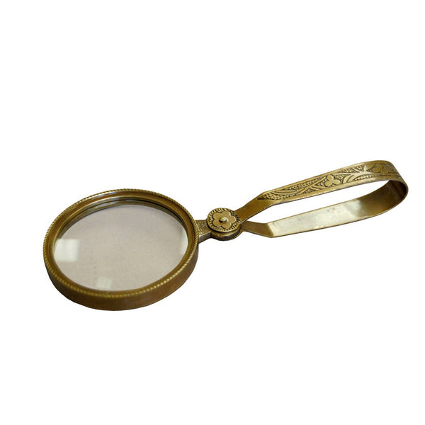 Brass Magnifying Glass with Folding Handle