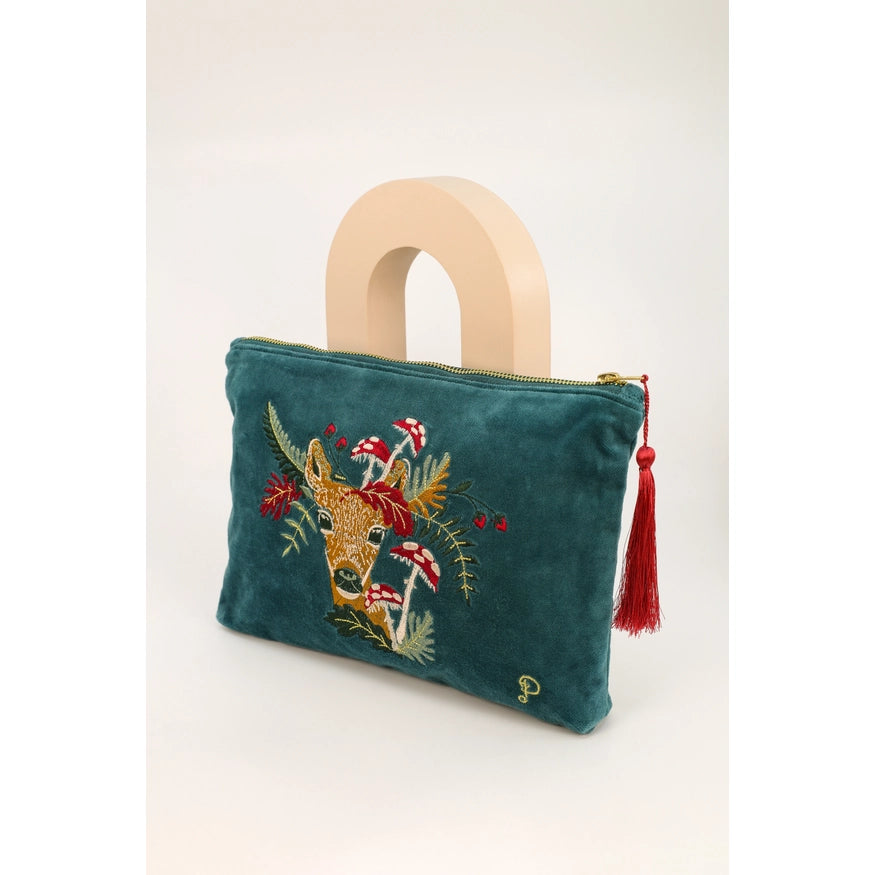 Doe with Toadstools Velvet Zip Pouch {multiple sizes}