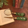 Brass and Glass Magnifier and Letter Opener Desk Set