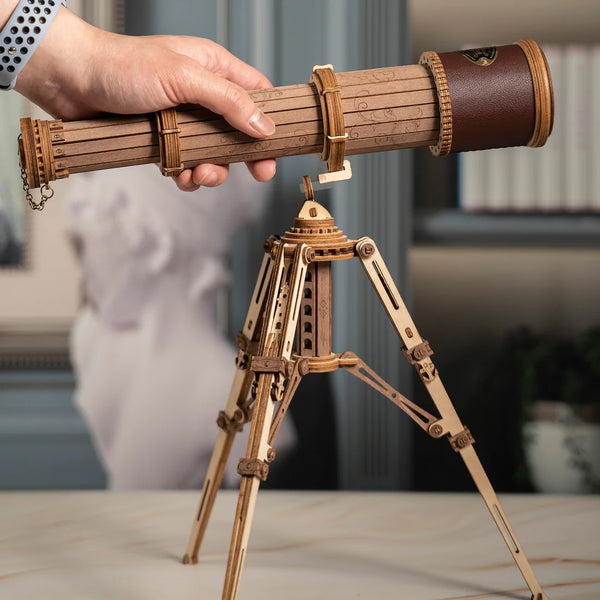 Puzzle en bois mécanique à télescope monoculaire