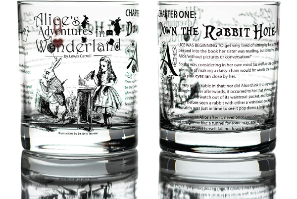 Alice in Wonderland Literature Rocks Glass {Set of 2}