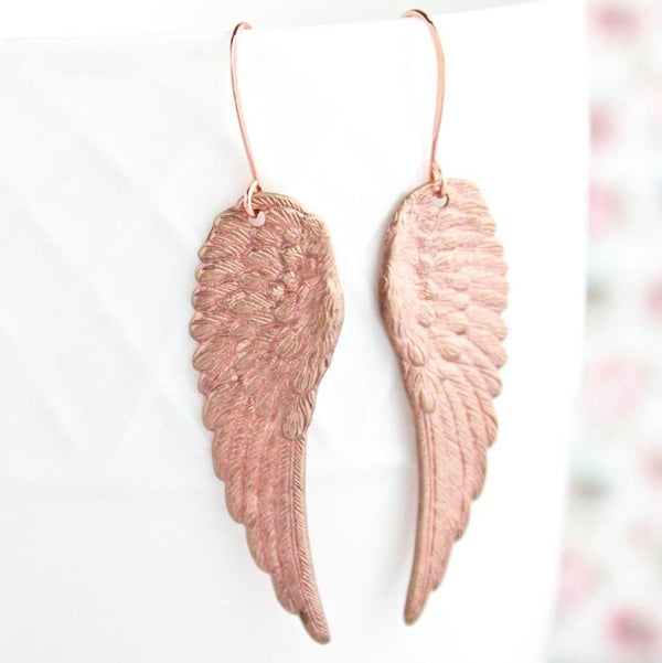 Rose Copper Ox Wing Earrings