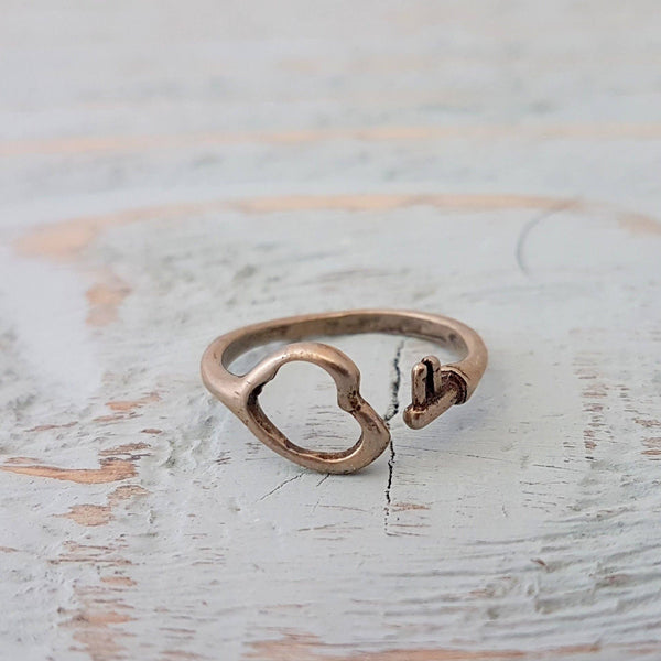 Heart Skeleton Key Ring | Bronze
