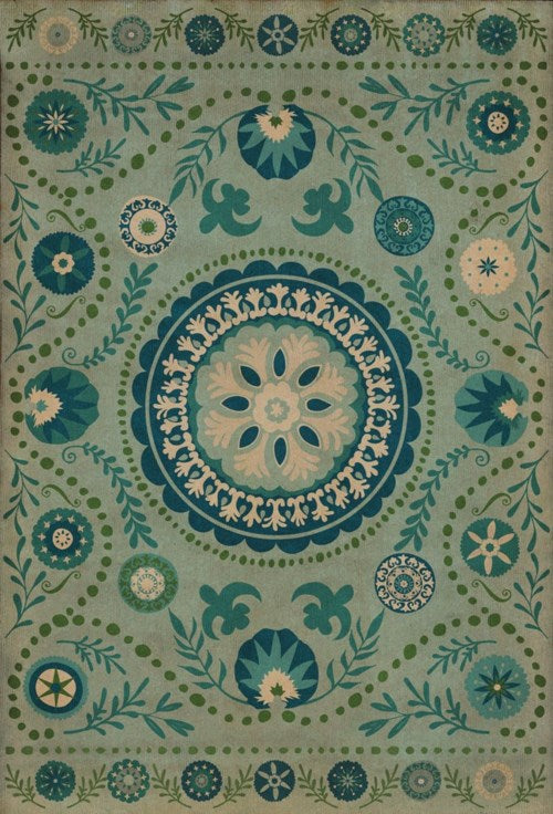 Vintage Vinyl® Floorcloth | Boho Blue {38x56}