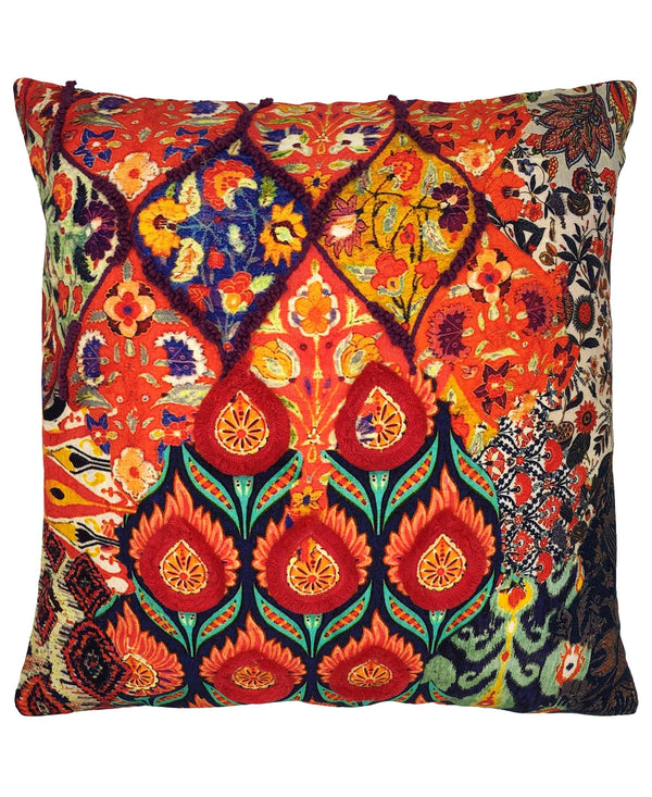 Embroidered Throw Pillow | Peacock Floral {20" x 20''}