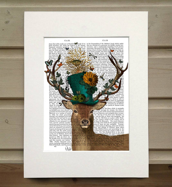 Mad Hatter Deer | Matted Art Print