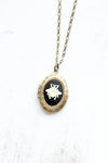 Ivory and Black Bee Cameo Locket Necklace