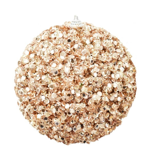 /VÉRIFIER LE STOCK/ Ornement Boule à Paillettes Champagne Glitzy Glam 5"