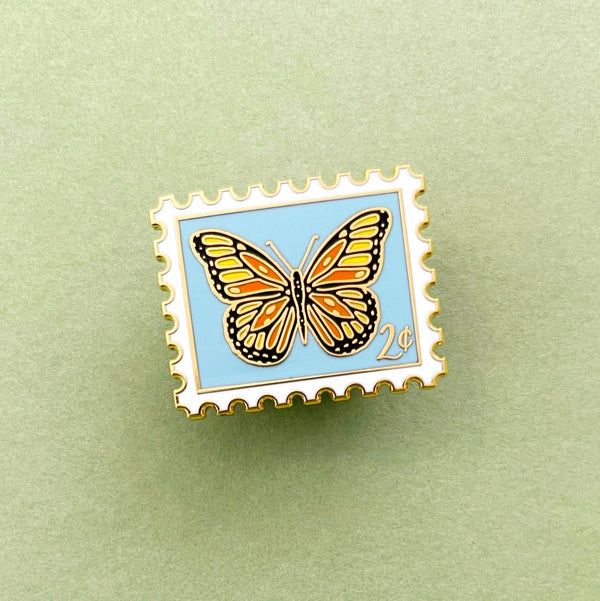 Enamel Pin | Postage Stamp {Monarch Butterfly}