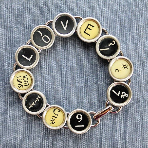bracelet clé de machine à écrire vintage | Amour