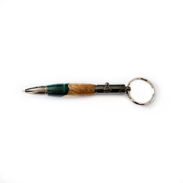 Handmade Bolt Action Key Chain Pen in Emerald Isle