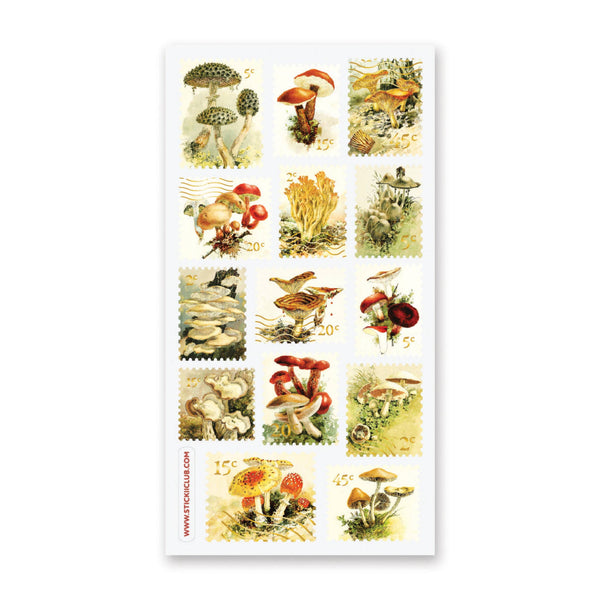 Feuille d’autocollants de timbres de champignons