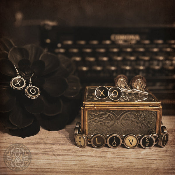 Vintage Typewriter Key Earrings | "XO"