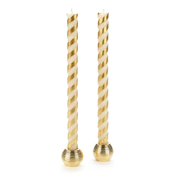 Candy Cane Dinner Candles | Gold {Set of 2}