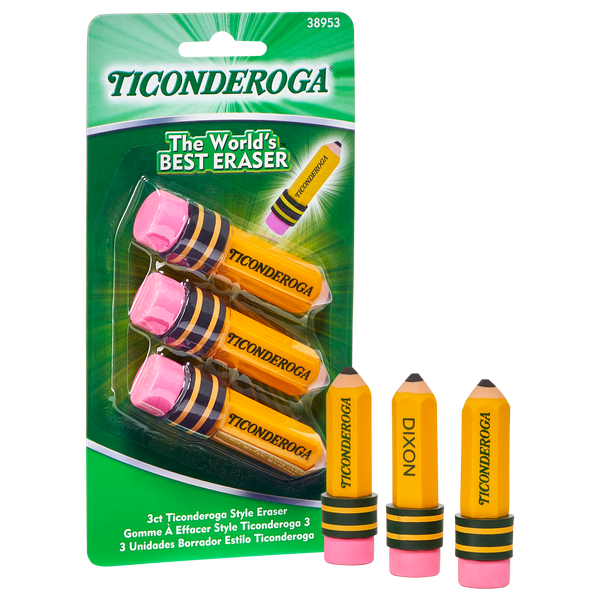 Gommes en forme de crayon Ticonderoga {paquet de 3} 