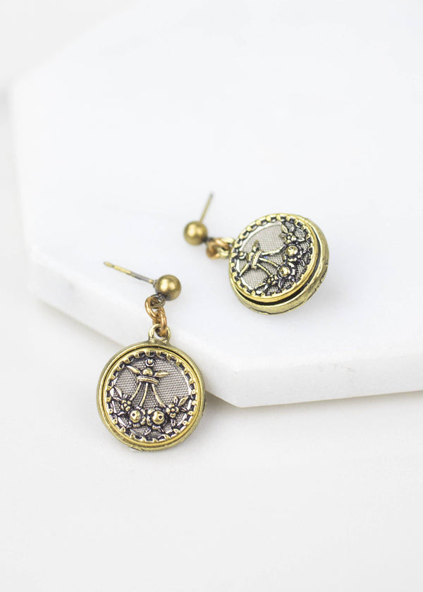 Antique Button Post Earrings