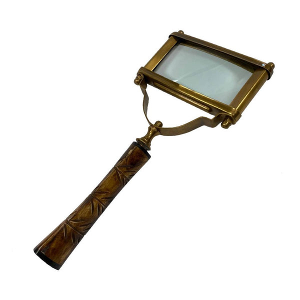 Antiqued Brass Magnifier with Etched Horn Handle