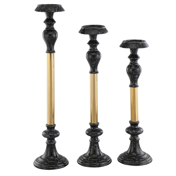Two-Toned Pillar Candleholders | Set of 3