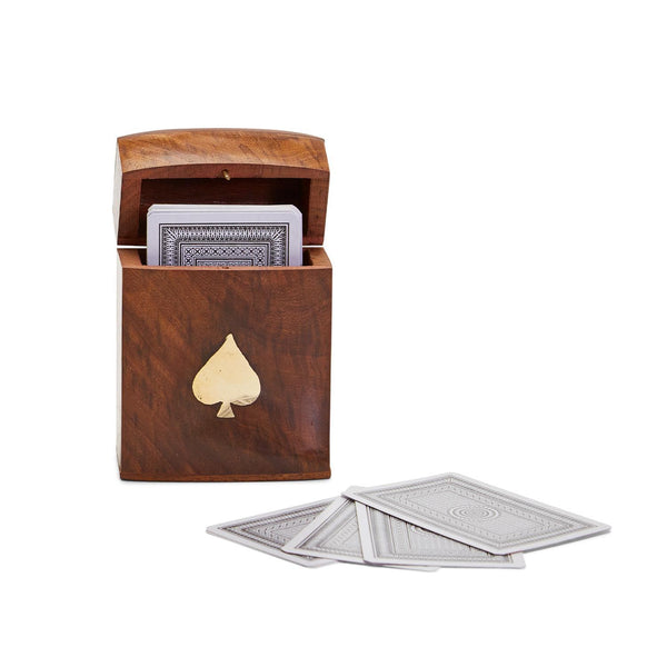 Playing Cards in Acacia & Brass Box