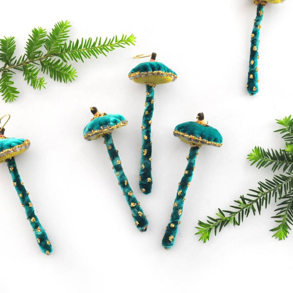 Handcrafted Fabric Mushroom Ornaments