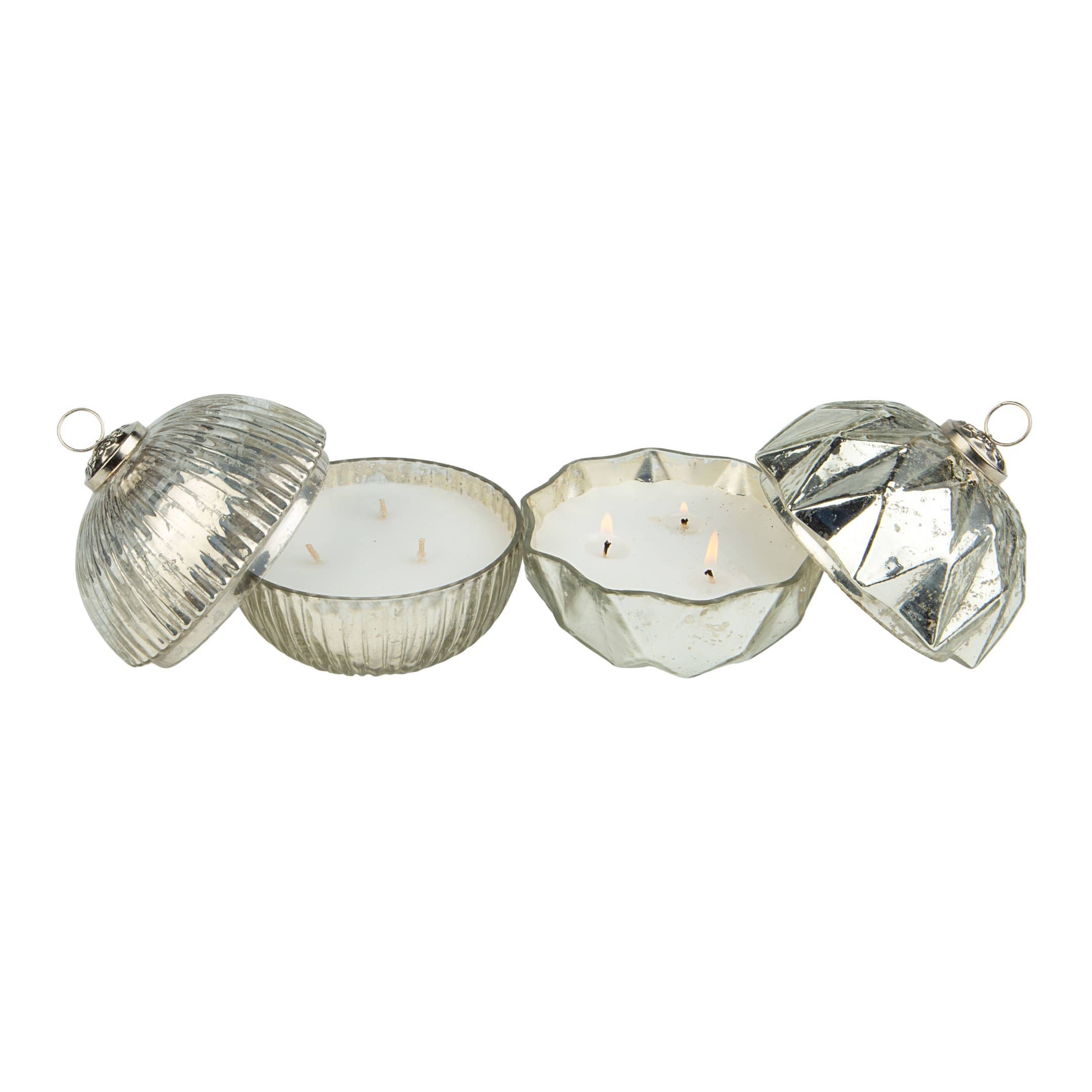 Mercury Glass Ornament 3-wick Candles