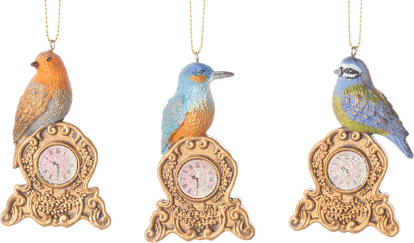 Bird on Gold Mantle Clock Ornaments {multiple styles}