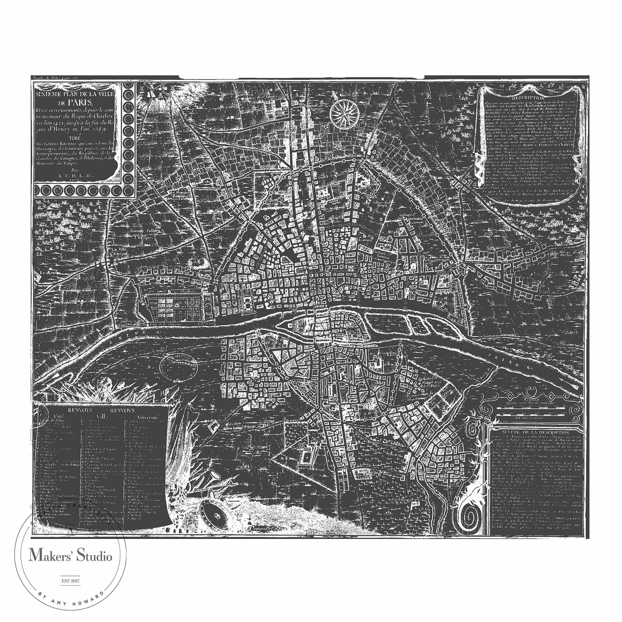 Mesh Stencil | Paris Map {18” x 24”}