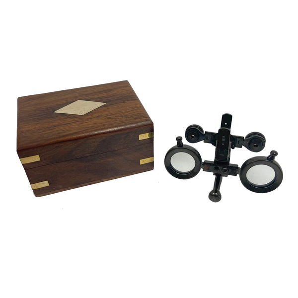 Folding Binoculars in Wooden Box