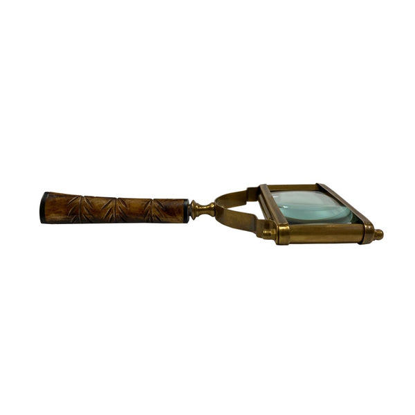 Antiqued Brass Magnifier with Etched Horn Handle