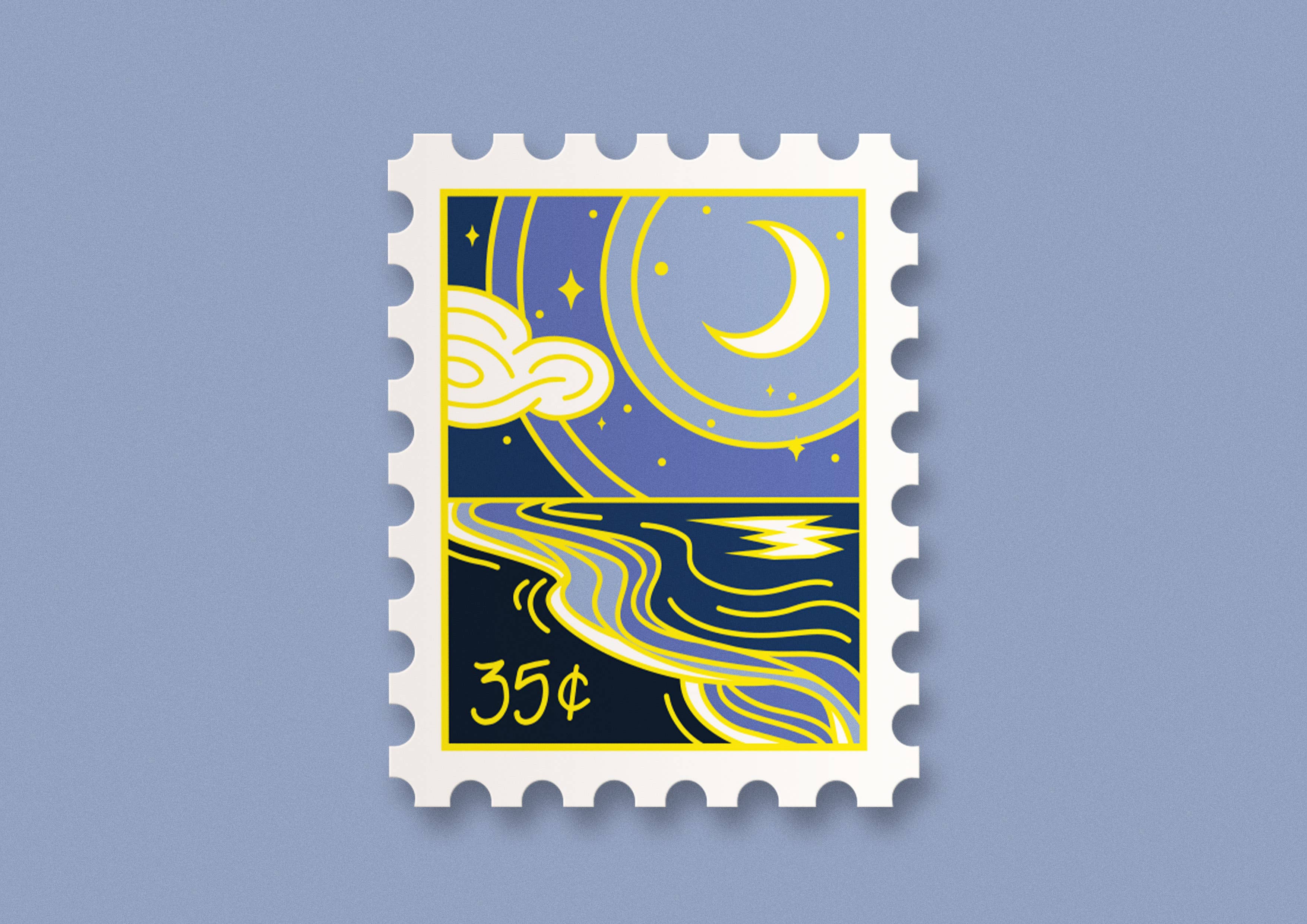 Postage Stamp Vinyl Sticker {Serene Shore}