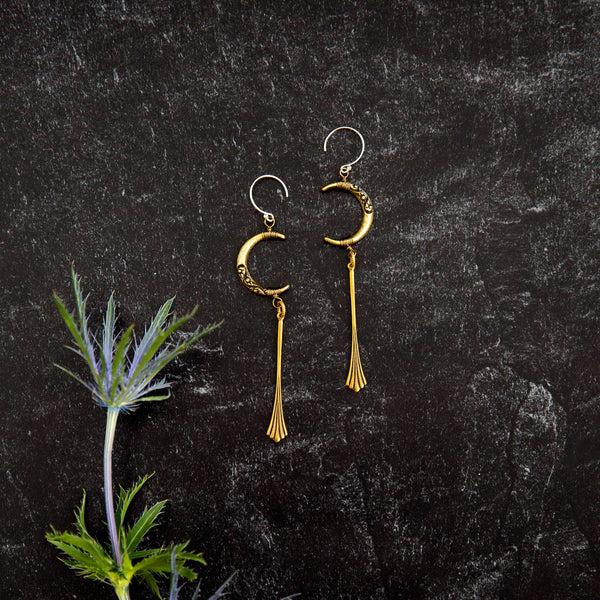 Boucles d'oreilles croissant cannelé