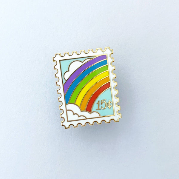 Enamel Pin | Postage Stamp {Rainbow}