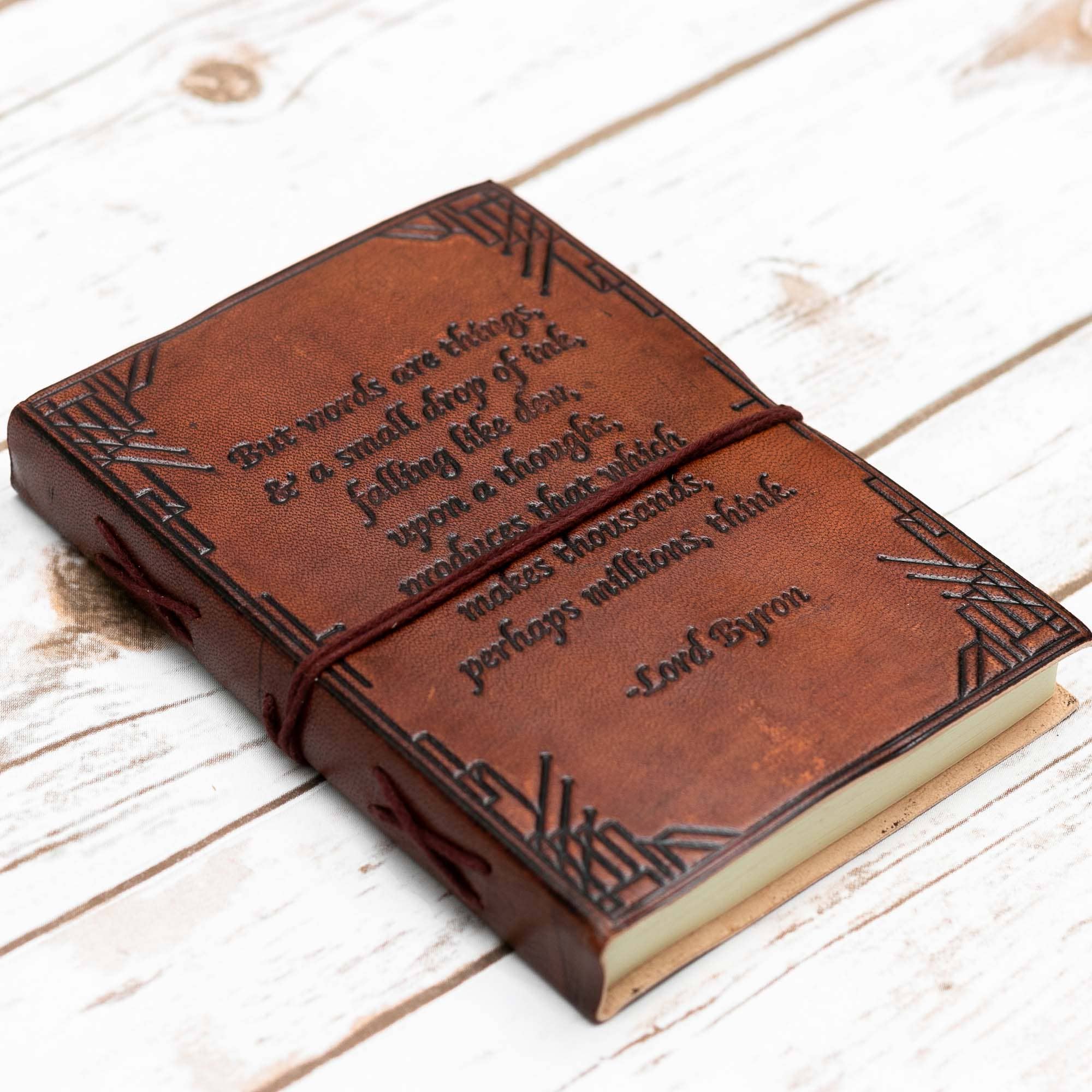 Handmade Leather Journal {5x7} | But Words Are Things {Lord Byron}