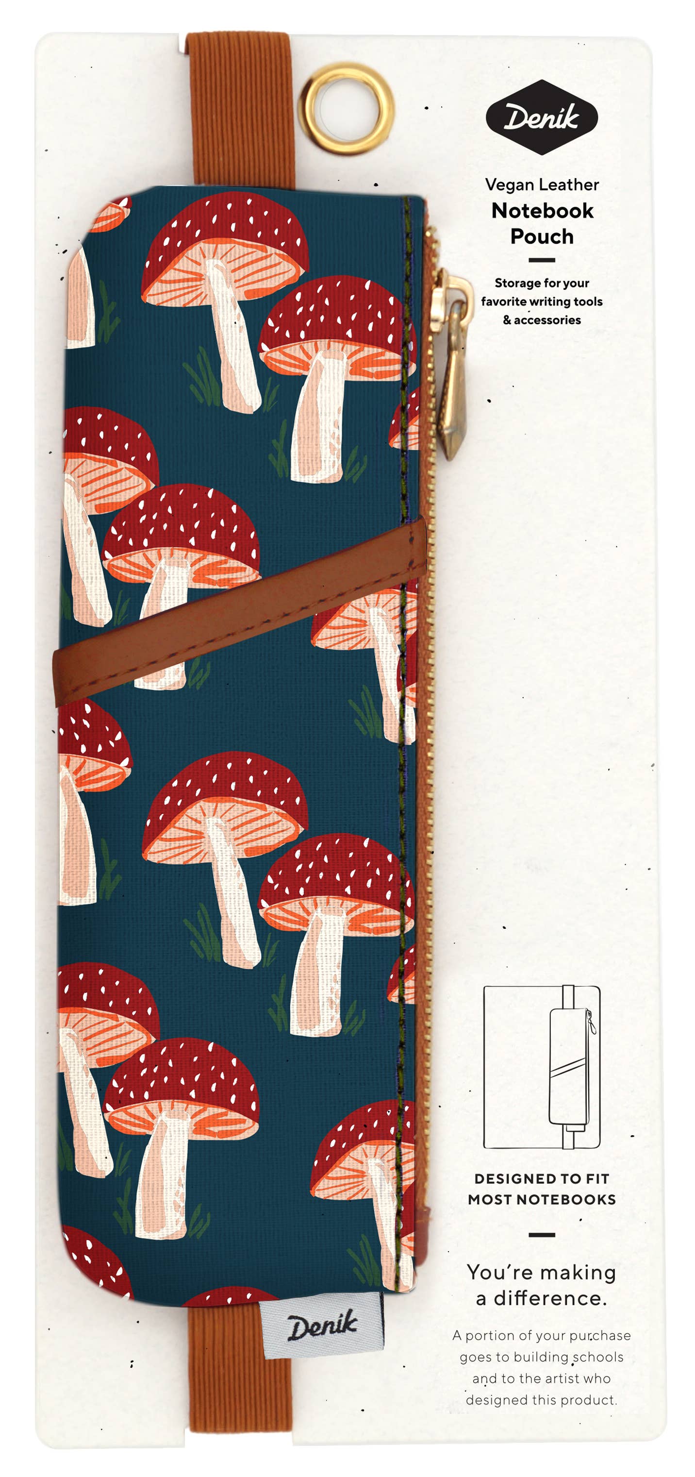 Navy Mushroom Notebook Pouch