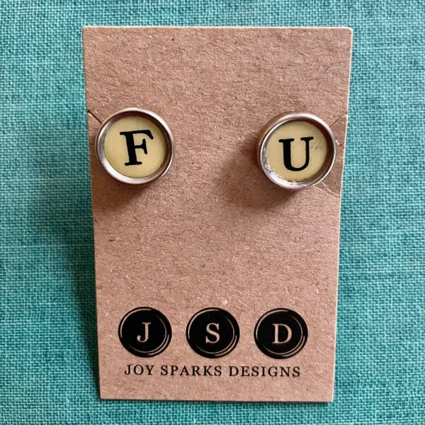 FU Typewriter Key Post Earrings