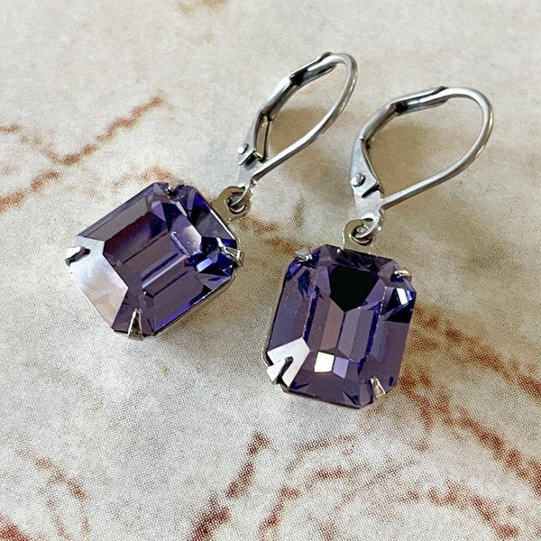 Tanzanite Vintage Rhinestone Earrings