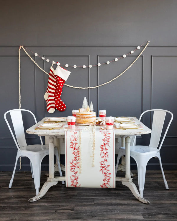 Believe Red Holly Table Runner