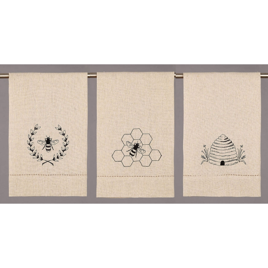 Embroidered Tea Towels | Honeycomb Hive {Set of 3}