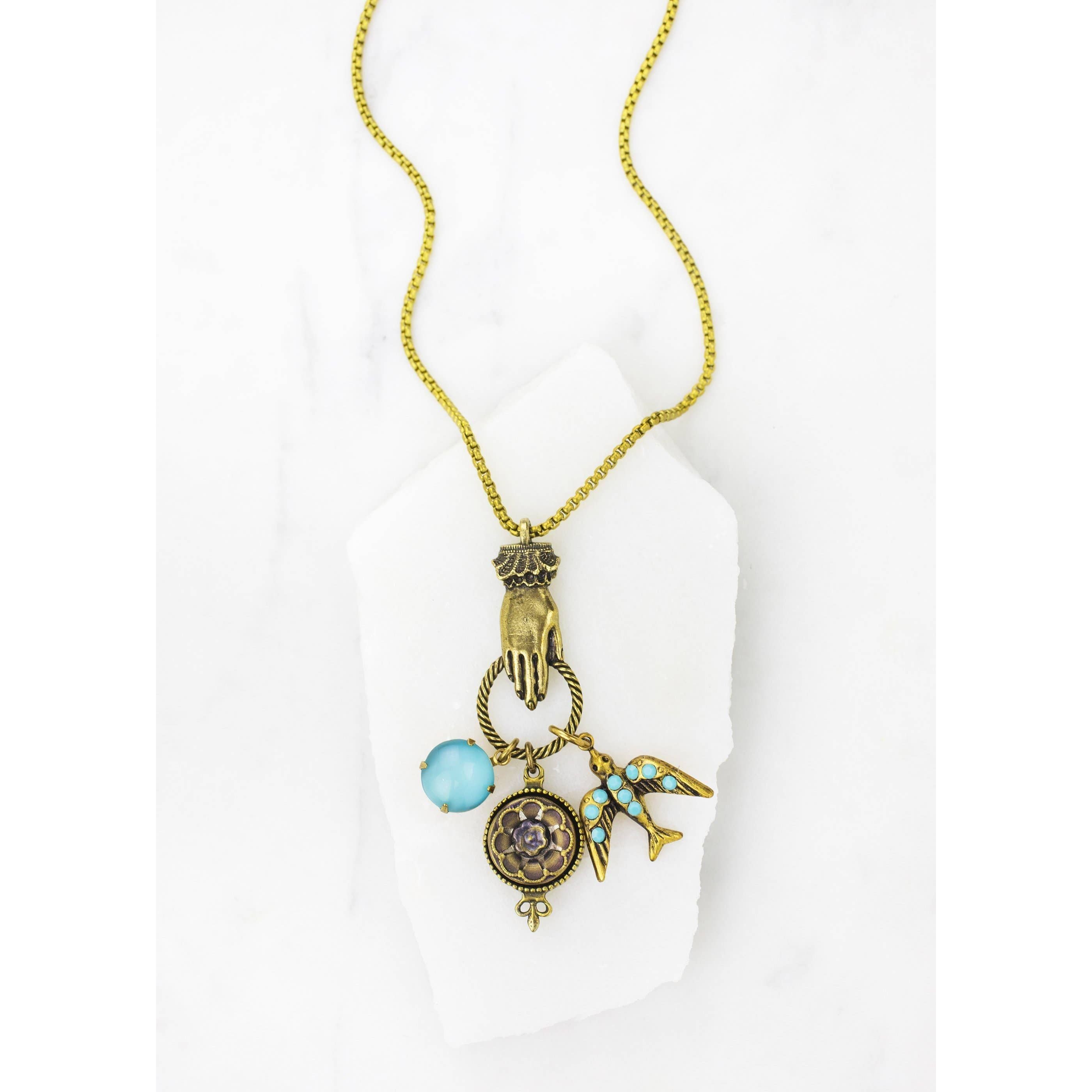 Vintage Aqua Moonglow Bellamy Necklace