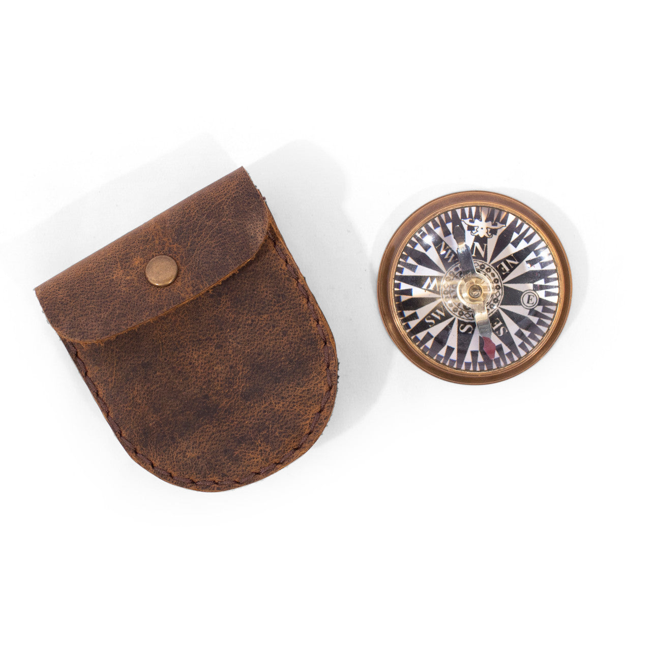 Engraved Compass | True North {with leather pouch}