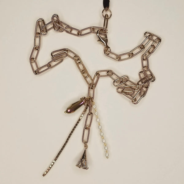 Elemental Paperclip Necklace | Pearl + Swarovski