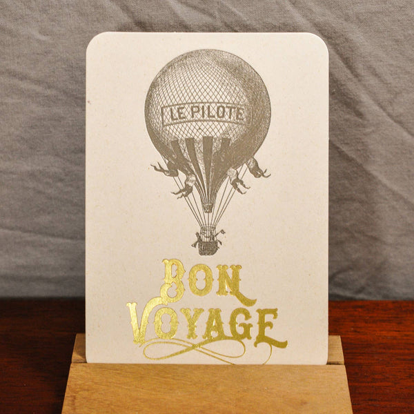 Carte plate de presse typographique Français Bon Voyage