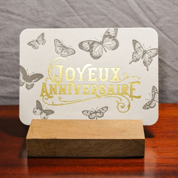 Joyeux anniversaire | Carte plate typographique française