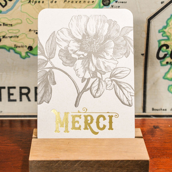 Carte de remerciement | Merci | Carte plate typographique française