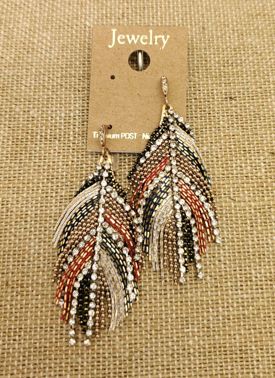 Sparkling Deco Feather Earrings
