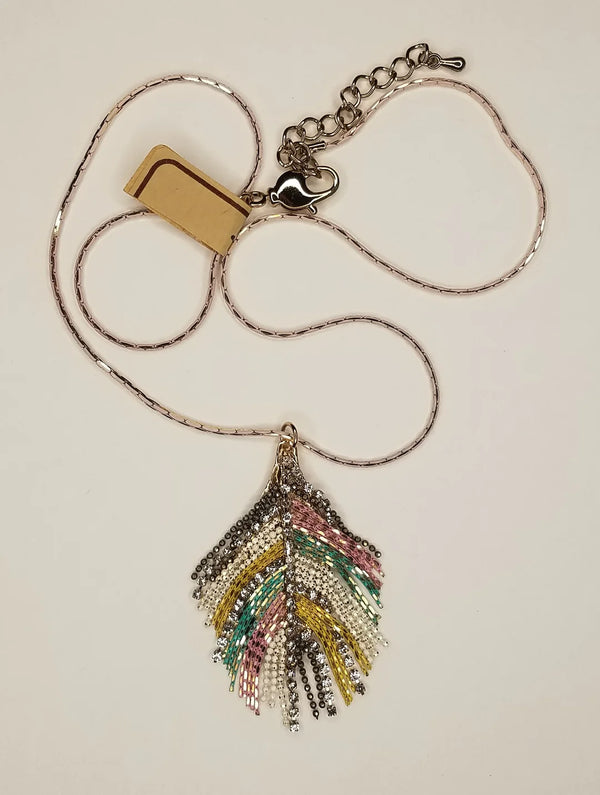 Sparkling Boho Handmade Feather Necklace