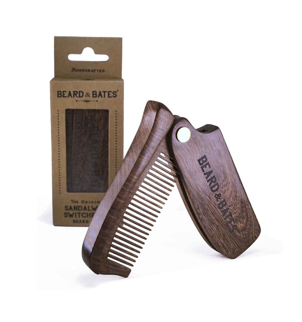 Sandalwood Switchblade Wooden Beard Comb