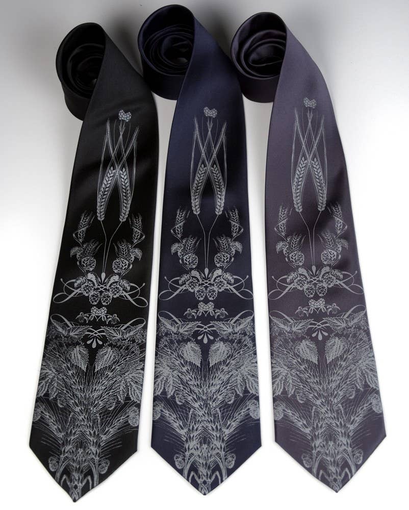 Necktie | Hops & Wheat Print | Narrow {Multiple Colors}