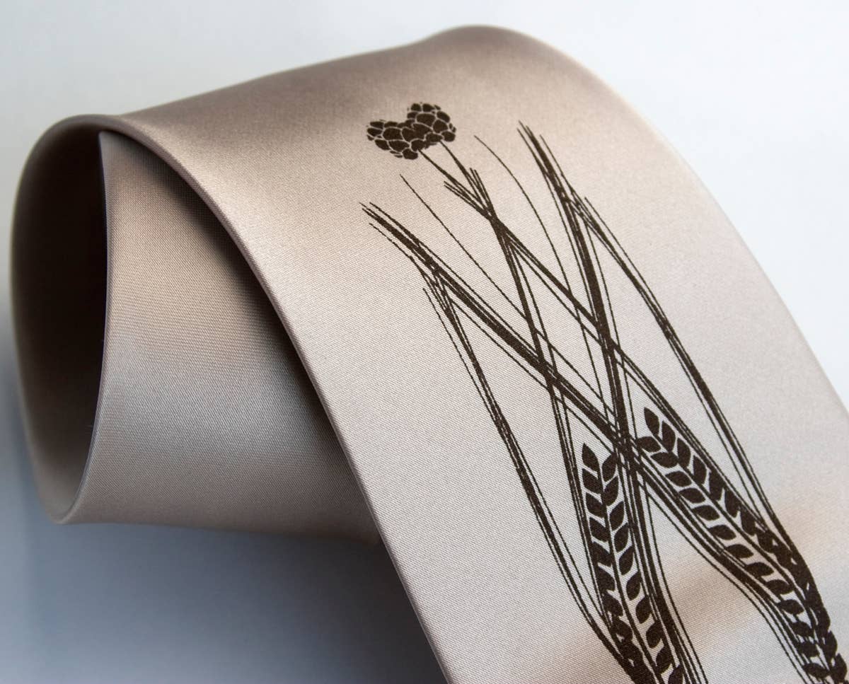 Necktie | Hops & Wheat Print | Narrow {Multiple Colors}