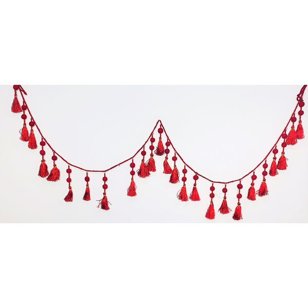 Tassel Garland | Red with Beads {Handmade in Nepal}